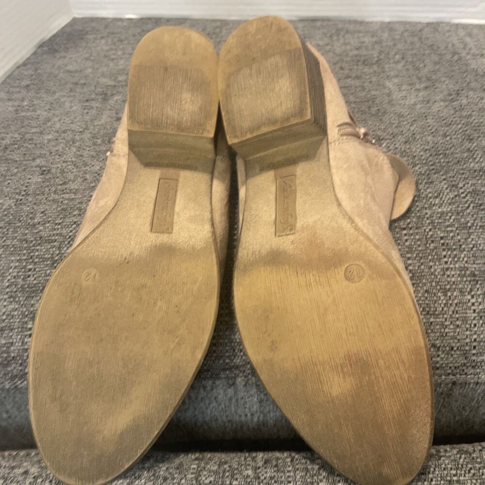 American Eagle Booties Women’s Size 12  Tan Faux Suede Low‎ Heel Ankle Boots Zip - Picture 14 of 15